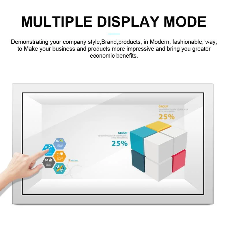 Portable Touch Screen Square Video Advertising Display in Box, Transparent 3D Window Advertising Display